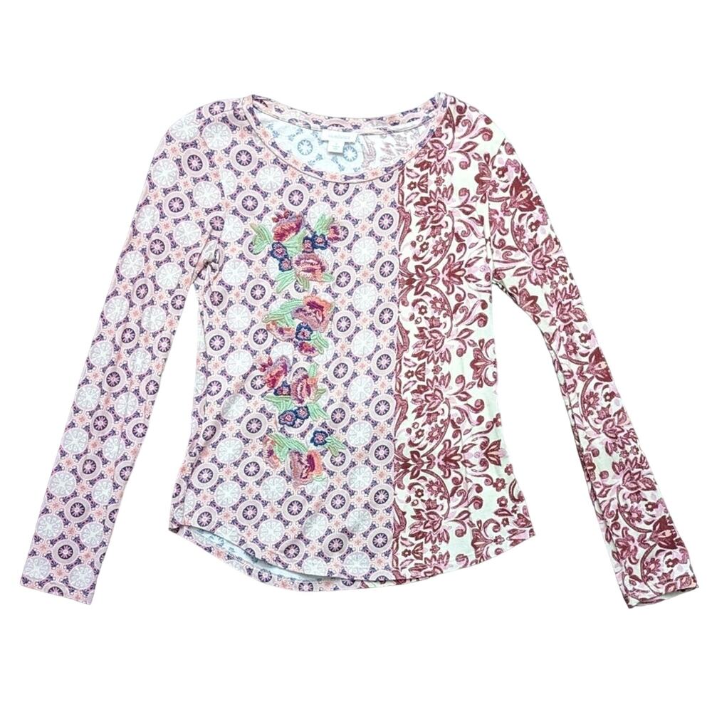 Sundance Embroidered Floral Celebration Tee Size Small